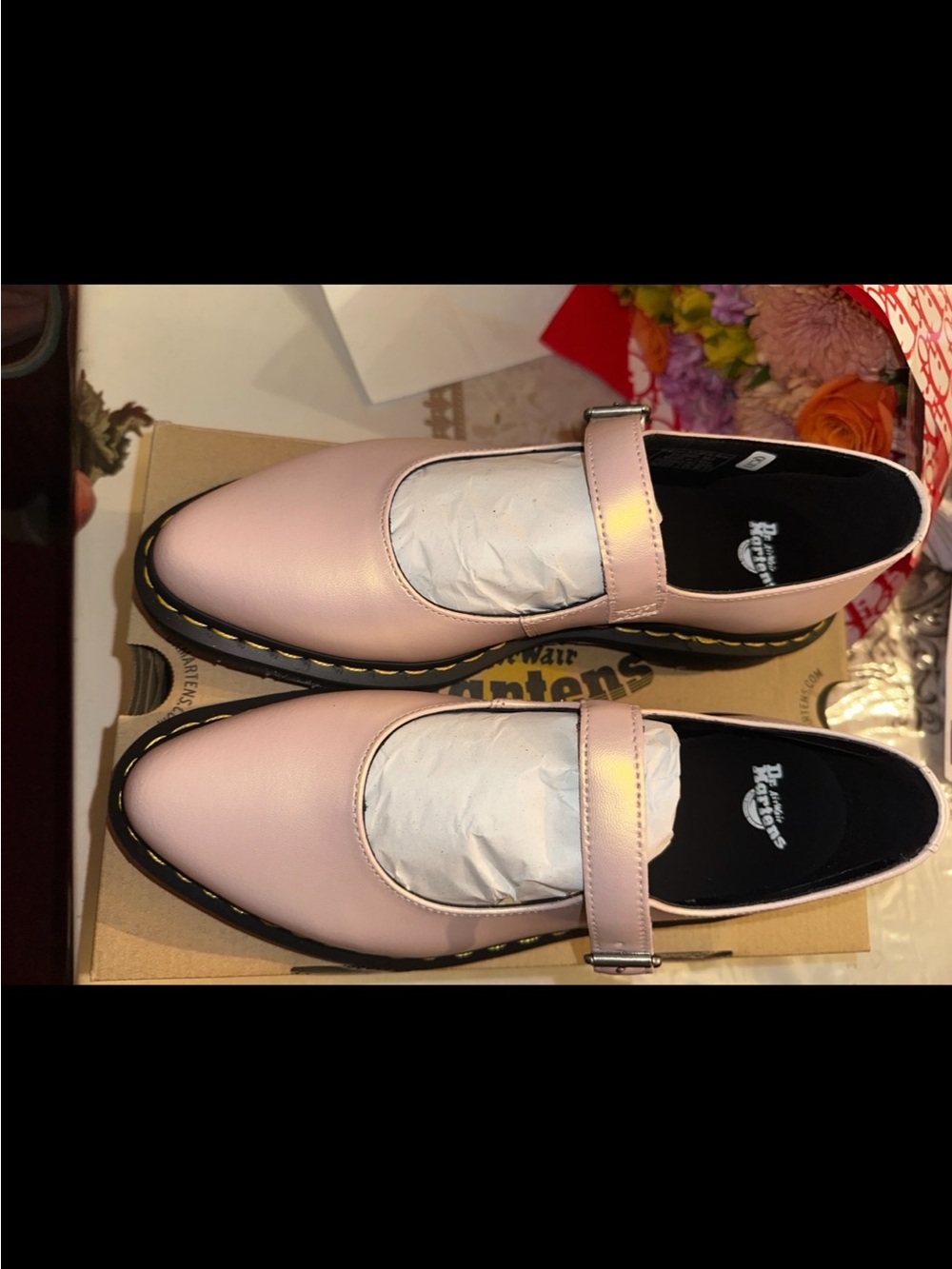 Dr. Martens Elphie pink Mary Jane Leather Flats with Buckle Size 10